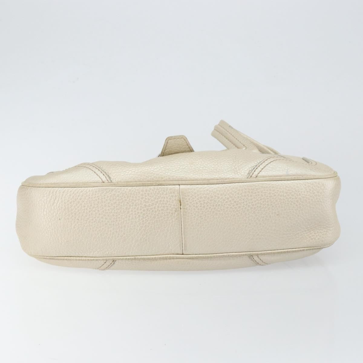 Celine Vintage Buckle Shoulder Bag Leather, WHITE, LEATHER, Shoulder bag