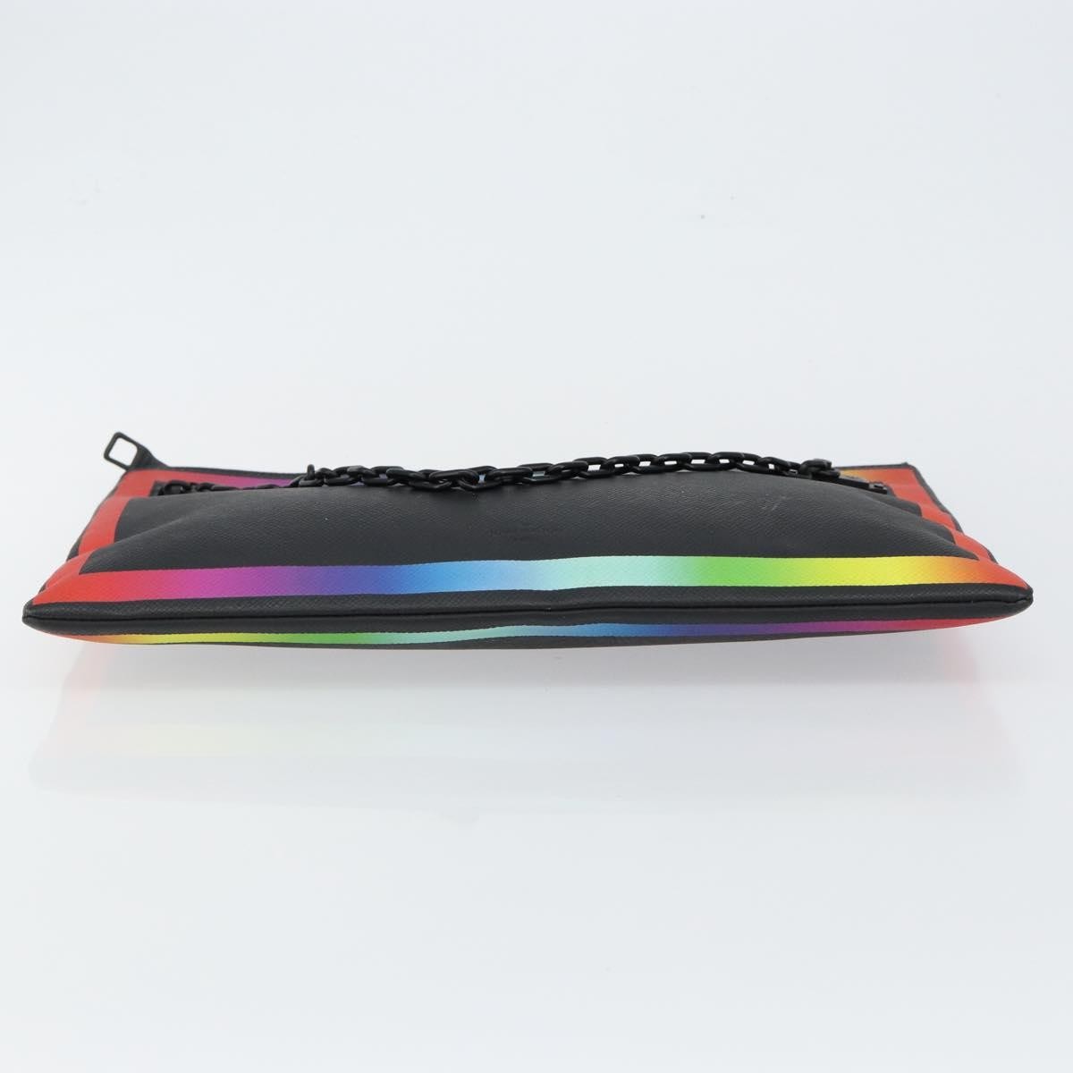 Louis Vuitton Pochette A4 Rainbow Taiga Leather, BLACK, LEATHER, Clutche & pouche