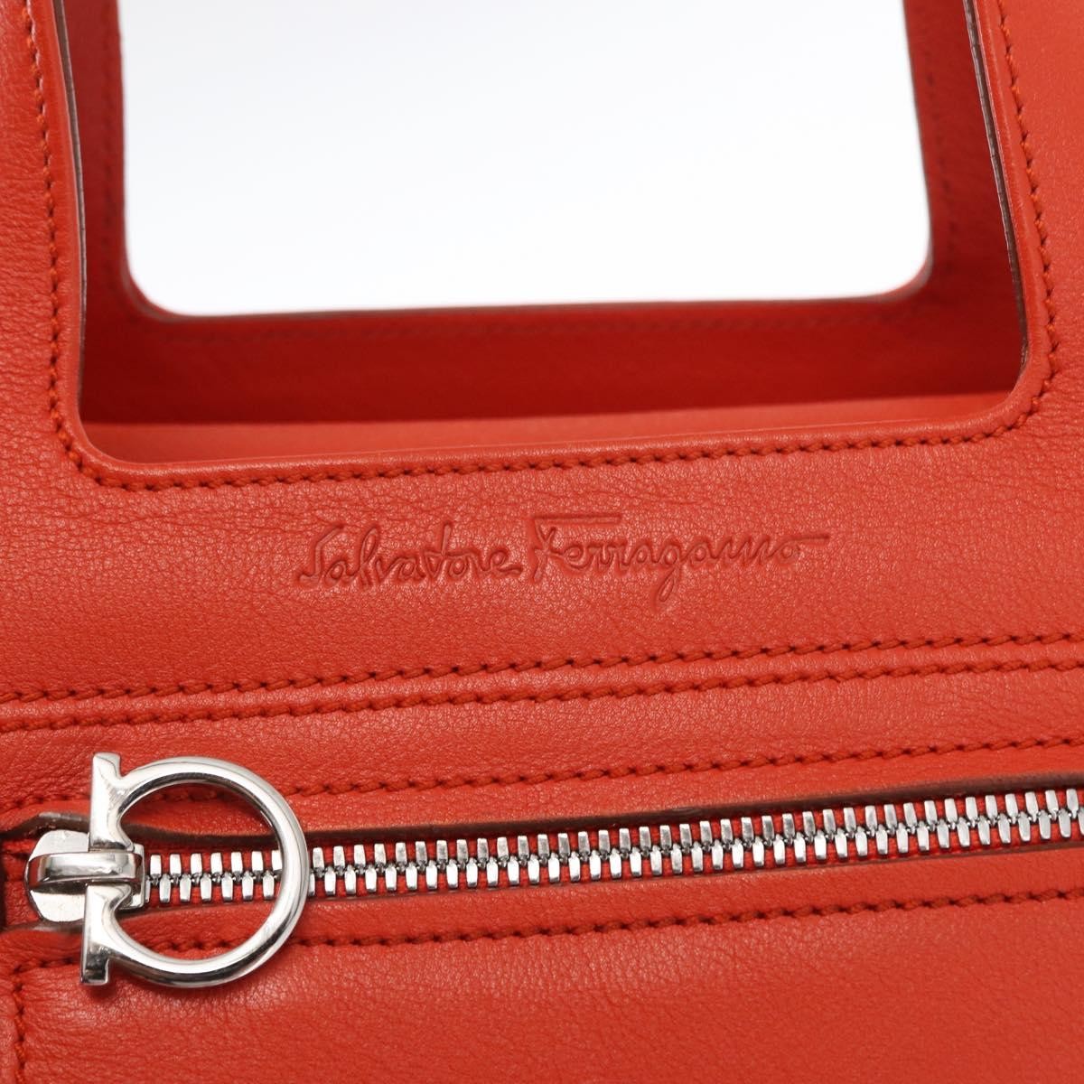 Salvatore Ferragamo Gancini handbag Leather, ORANGE, LEATHER, Handbag