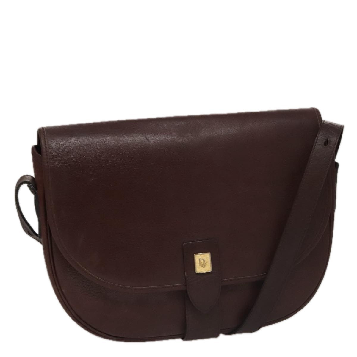 Christian Dior Vintage Trotter Shoulder Bag Canvas, BURGUNDY, LEATHER, Shoulder bag