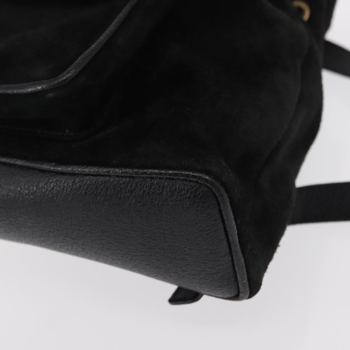 Gucci Vintage Bamboo Backpack Suede, BLACK, SUEDE, Backpack