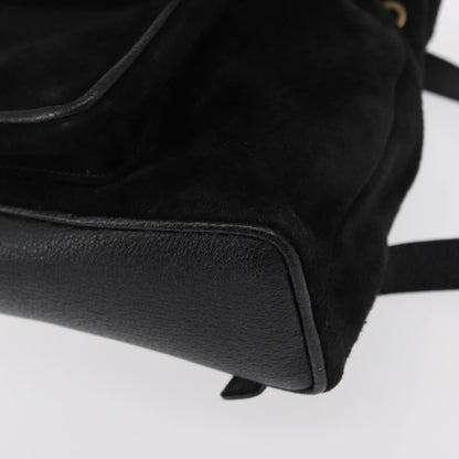 Gucci Vintage Bamboo Backpack Suede, BLACK, SUEDE, Backpack