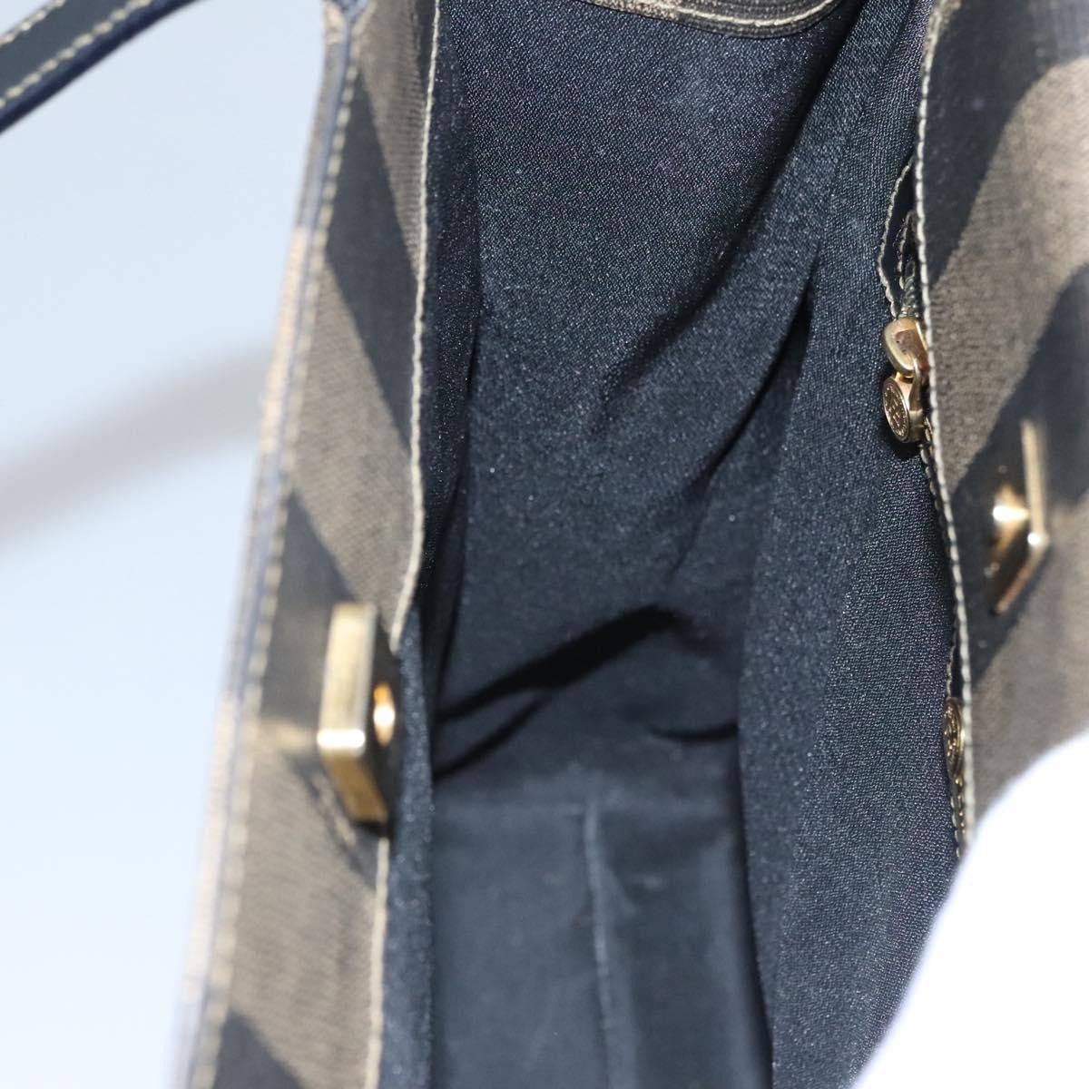 Fendi Vintage Logo Stamp Tote Pequin Coated Canvas, BROWN, CANVAS, Tote bag