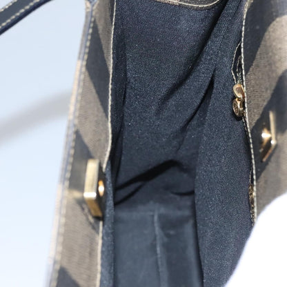 Fendi Vintage Logo Stamp Tote Pequin Coated Canvas, BROWN, CANVAS, Tote bag