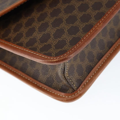 Celine Vintage Macadam Circle Logo Shoulder Bag Canvas and Leather, BROWN, CANVAS, Shoulder bag