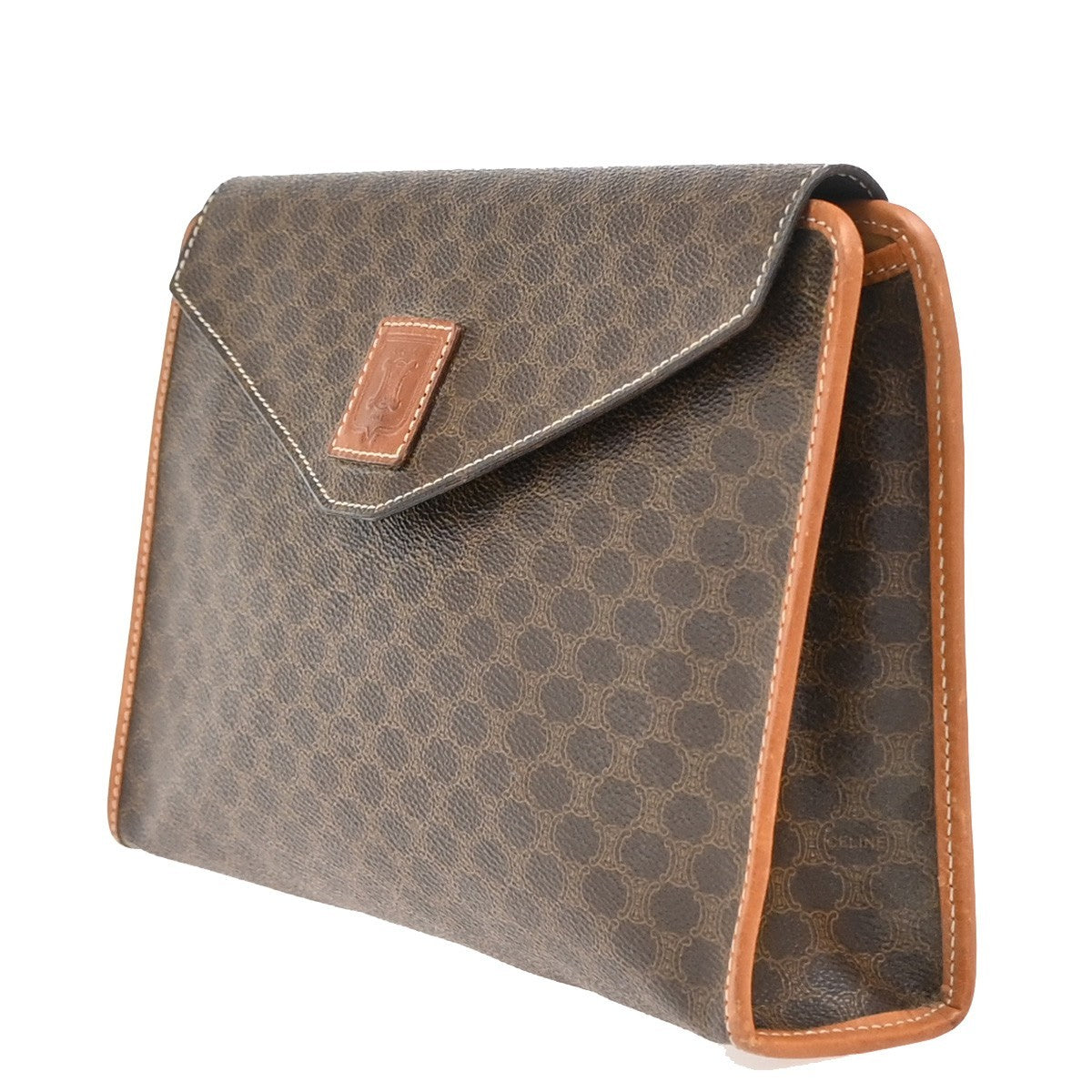 Celine C Macadam Pouch Canvas, BROWN, CANVAS, Clutche & pouche