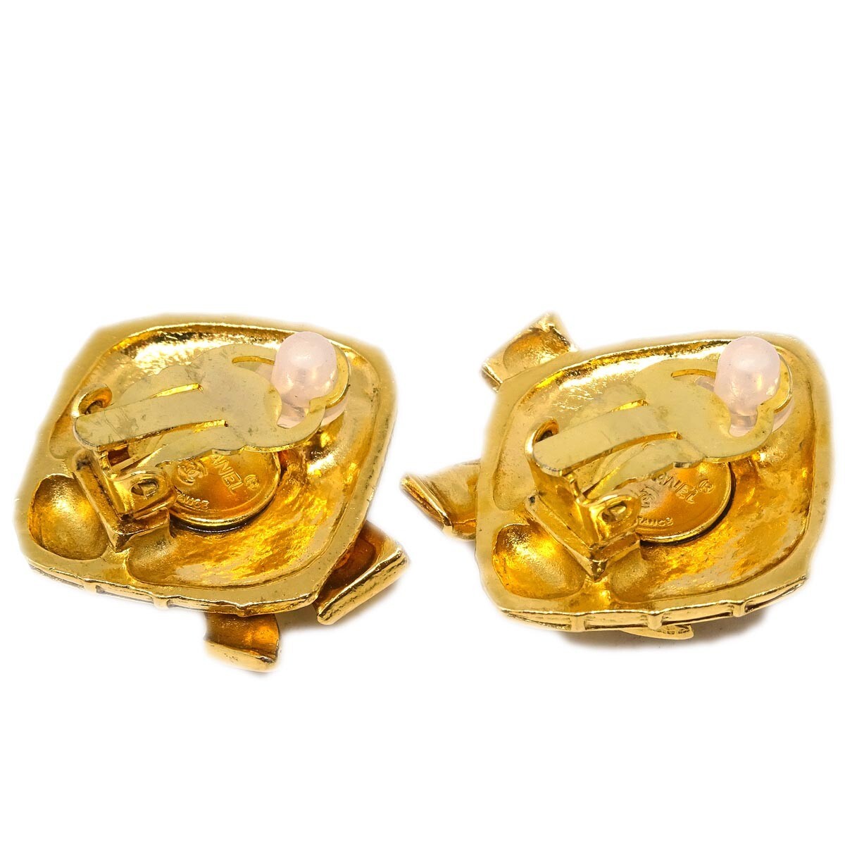 Chanel CC Rhombus Clip-On Earrings Metal, GOLD, GOLD_PLATED, Earrings