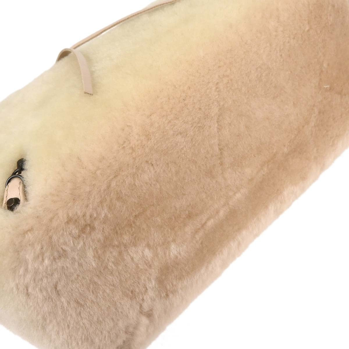 Balenciaga Papier A6 Zip Around Classic Studs Bag Shearling, WHITE, FAUX_FUR, Handbag