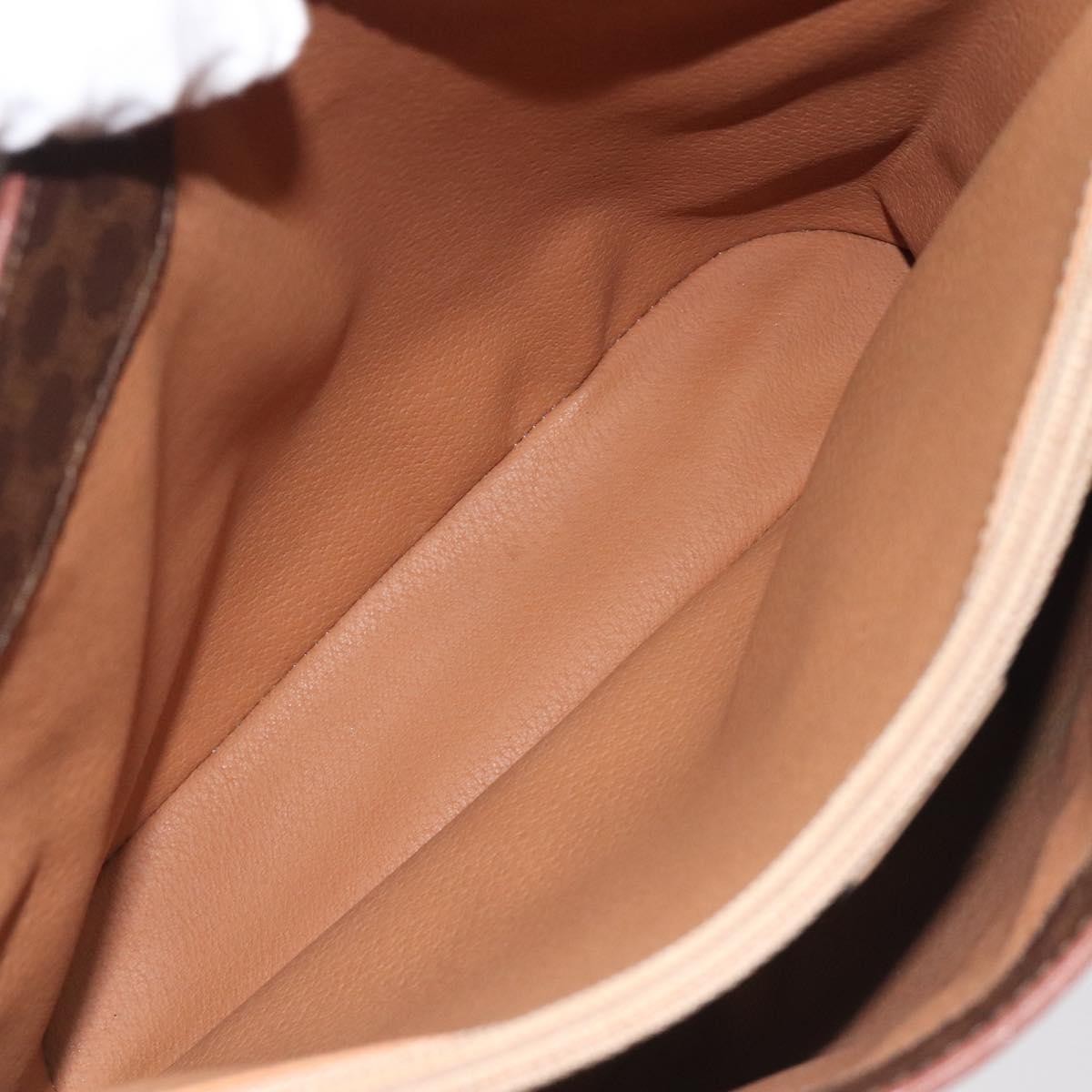 Celine Vintage Macadam Shoulder Bag Leather, BROWN, PVC,LEATHER,CANVAS, Shoulder bag