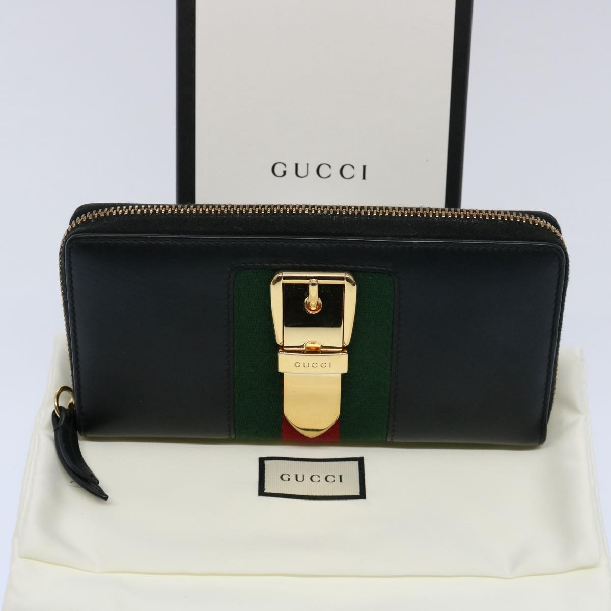 Gucci Sylvie Continental Wallet Leather, BLACK, LEATHER, Wallets
