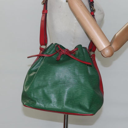 Louis Vuitton Petit Noe Handbag Two Tone Epi Leather, GREEN, LEATHER, Handbag