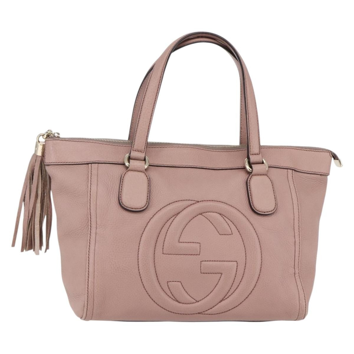 Gucci Soho Zip Tote Leather, PINK, LEATHER, Tote bag
