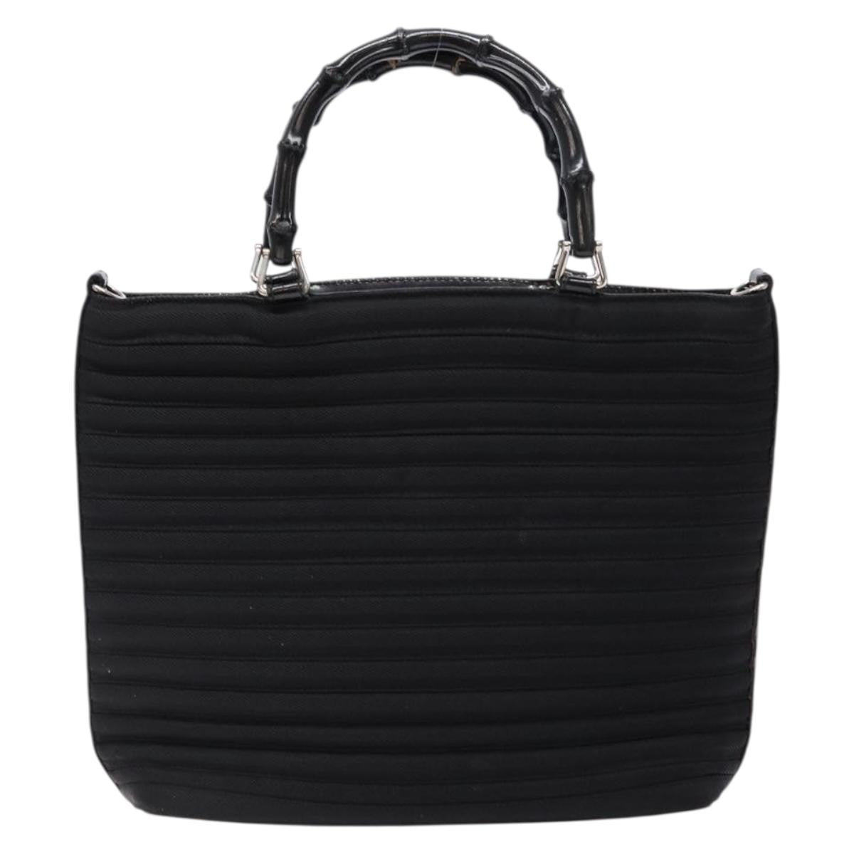 Gucci Vintage Bamboo Handle Bag Nylon, Black, Nylon, Handbag