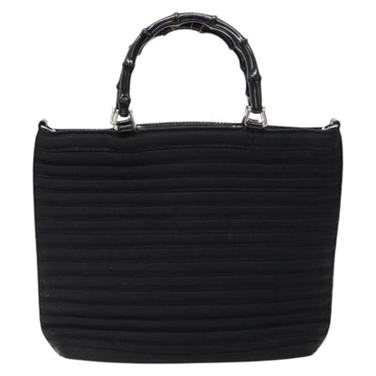 Gucci Vintage Bamboo Handle Bag Nylon, Black, Nylon, Handbag