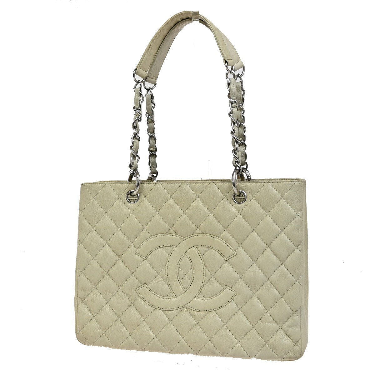Chanel Grand Shopping Tote Quilted Calfskin, BEIGE, CALFSKIN, Shoulder bag