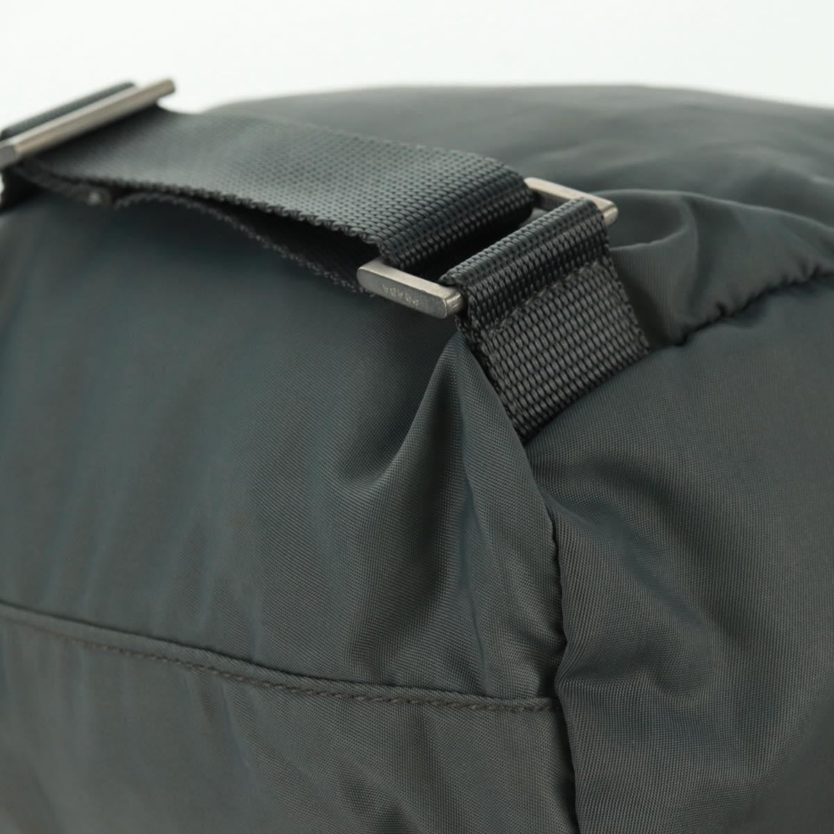 Prada Vela Double Front Pocket Backpack Tessuto with Saffiano Leather, GRAY, NYLON, Backpack