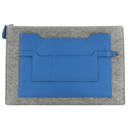 Hermes Toodoo Pouch Epsom and Wool, BLUE, WOOL, Clutche & pouche