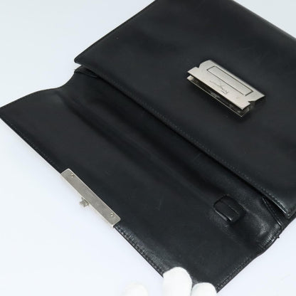 Salvatore Ferragamo Vintage Gancini Pochette Leather, BLACK, LEATHER, Clutche & pouche