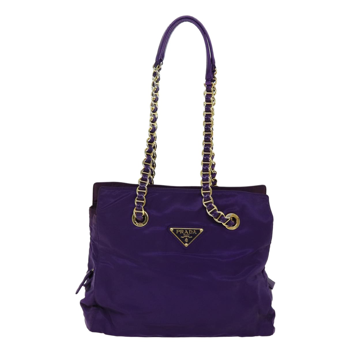 Prada Convertible Chain Tote Quilted Tessuto, PURPLE, NYLON, Shoulder bag