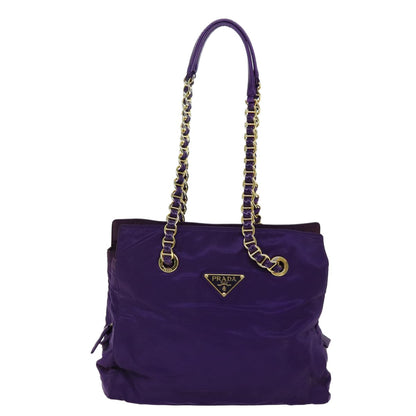 Prada Convertible Chain Tote Quilted Tessuto, PURPLE, NYLON, Shoulder bag
