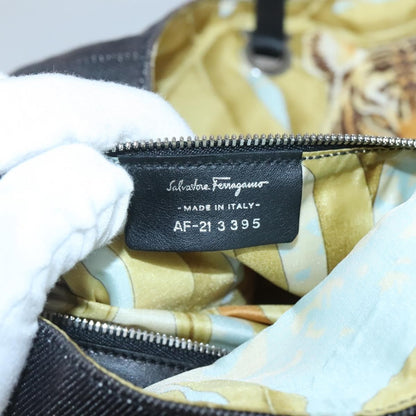 Salvatore Ferragamo Gancini Tote Canvas, BLACK, CANVAS, Tote bag