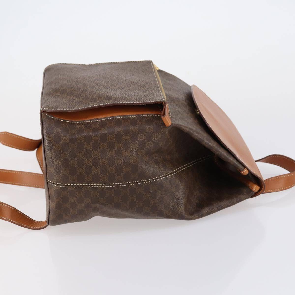 Celine Vintage Macadam Backpack Canvas and Leather, BROWN, CANVAS, Backpack