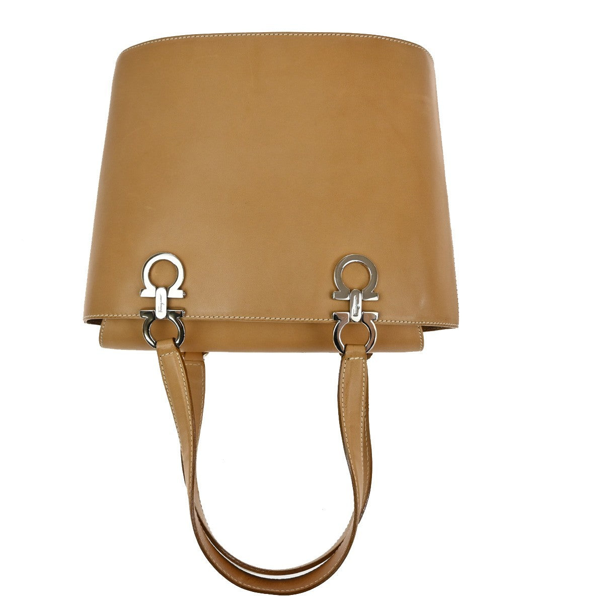 Salvatore Ferragamo Gancini Shoulder Bag Leather, Brown, Leather, Shoulder Bag