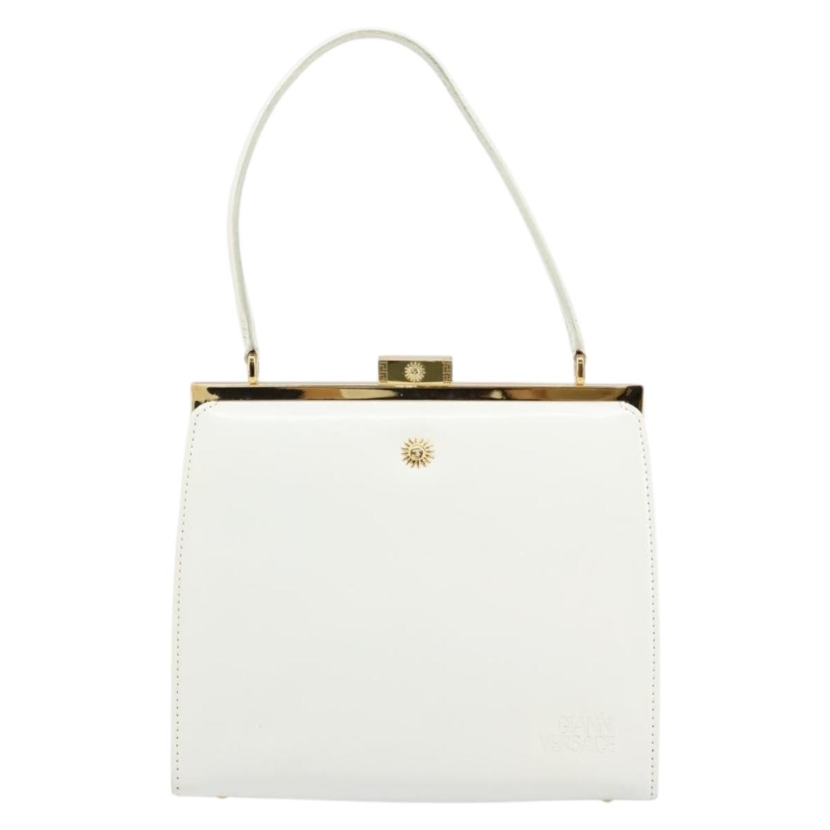 Versace Vintage Handbag Leather, WHITE, LEATHER, Handbag