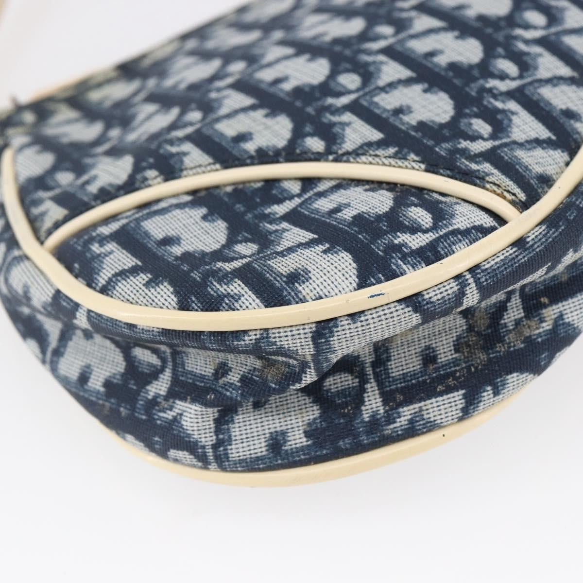 Christian Dior Vintage Saddle Bag Diorissimo Canvas, NAVY, CANVAS, Clutche & pouche