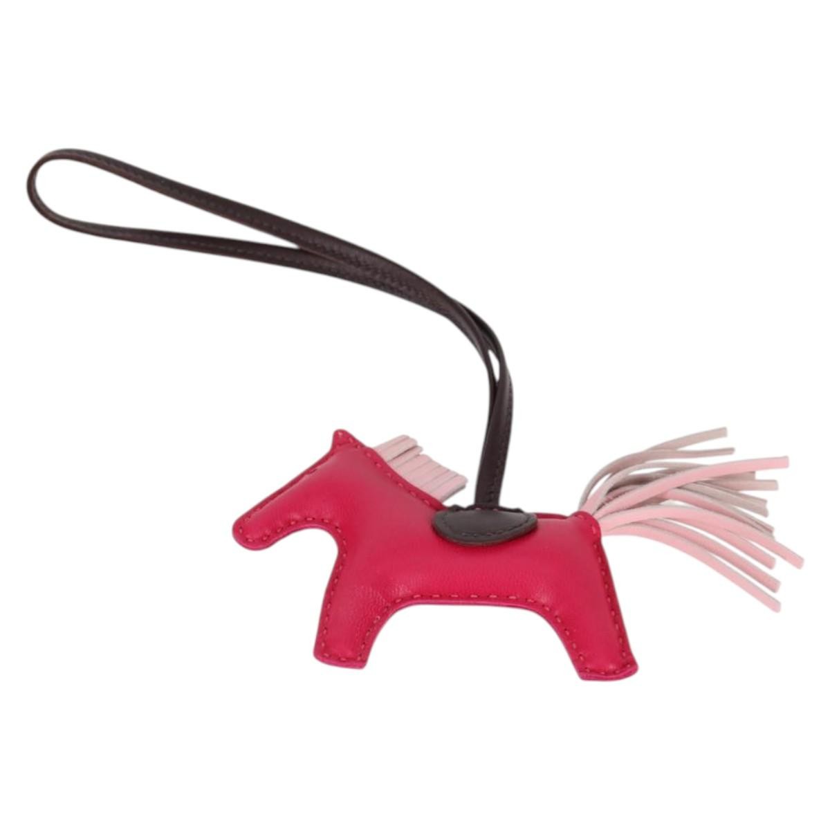 Hermes Pegase Rodeo Bag Charm Leather, PINK, LEATHER, Charms and Keychains