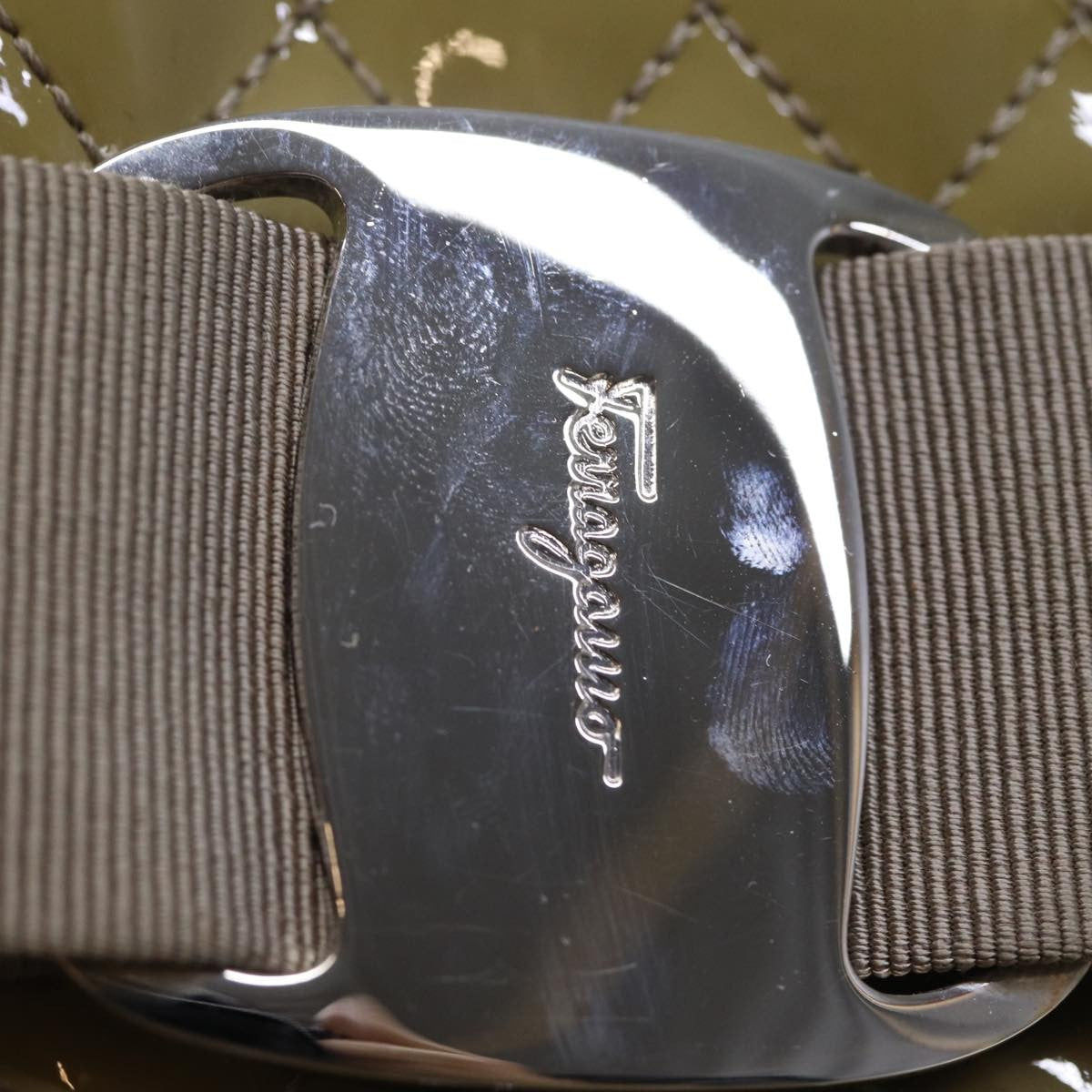 Salvatore Ferragamo Vala Handbag Patent leather, BEIGE, PATENT_LEATHER, Handbag