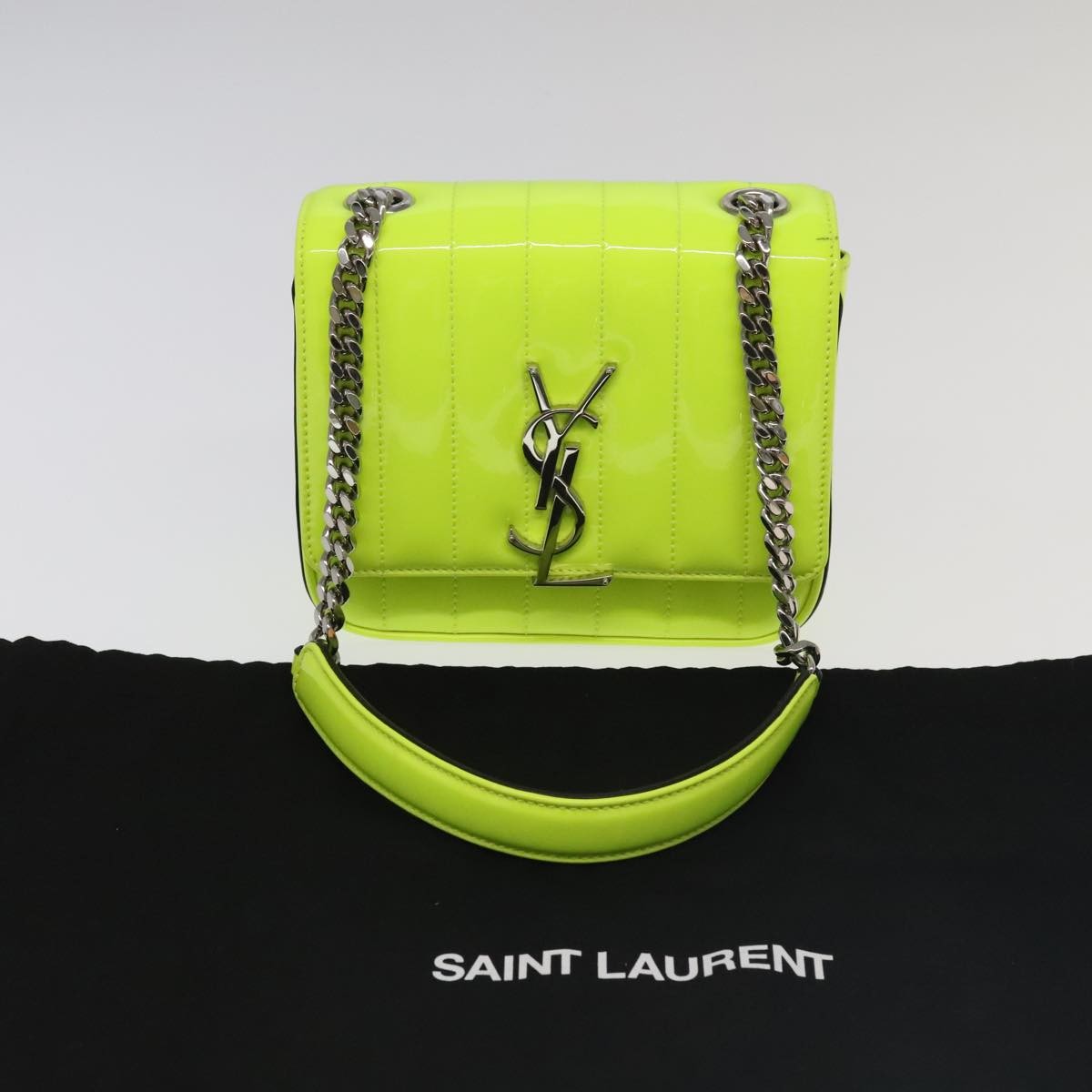 Saint Laurent Vicky Crossbody Bag Vertical Quilted Patent, YELLOW, PATENT_LEATHER, Crossbody bag