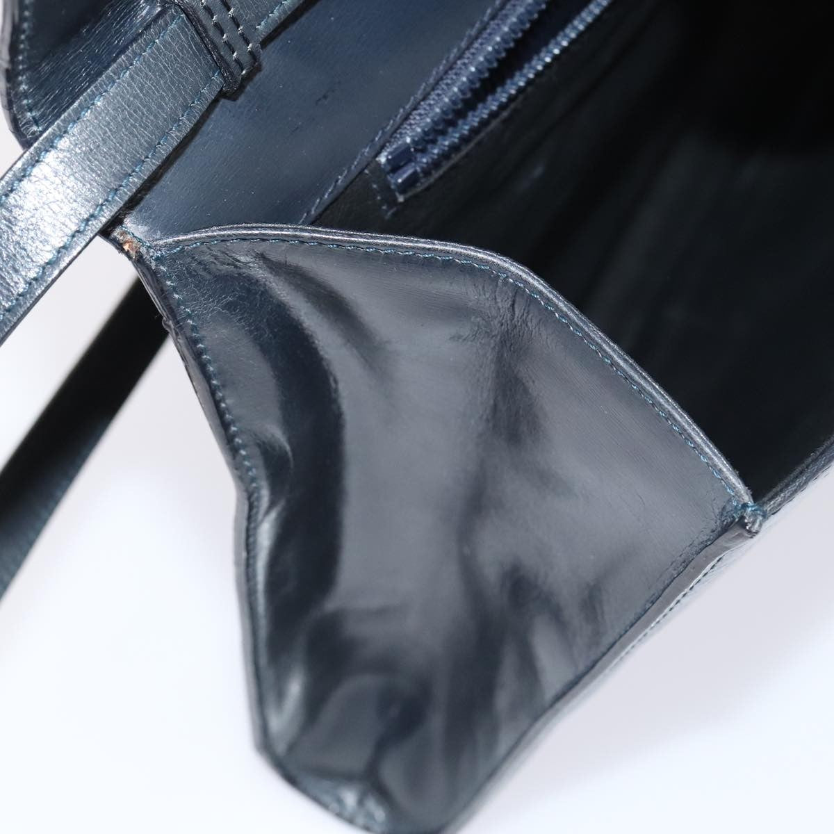 Celine Vintage Circle Logo Crossbody Bag Leather, NAVY, LEATHER, Crossbody bag