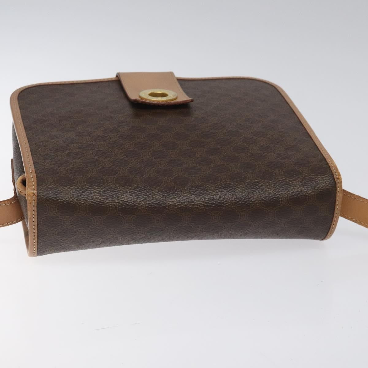 Celine Vintage Macadam Shoulder Bag Canvas and Leather, Brown, Canvas, Shoulder Bag