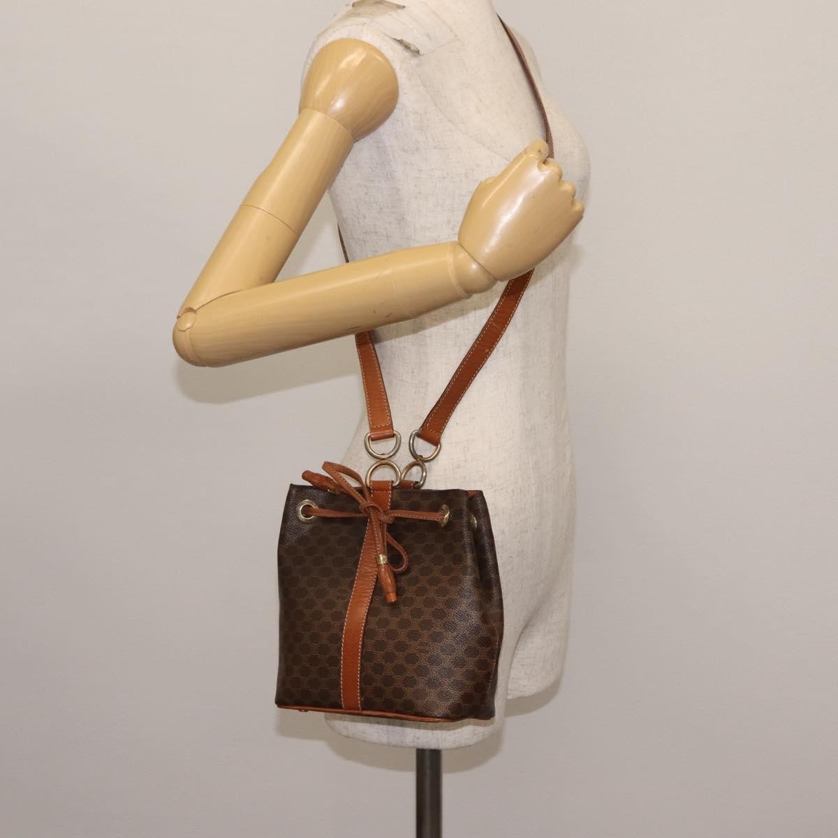 Celine Vintage Macadam Shoulder Bag Canvas, BROWN, PVC, Shoulder bag