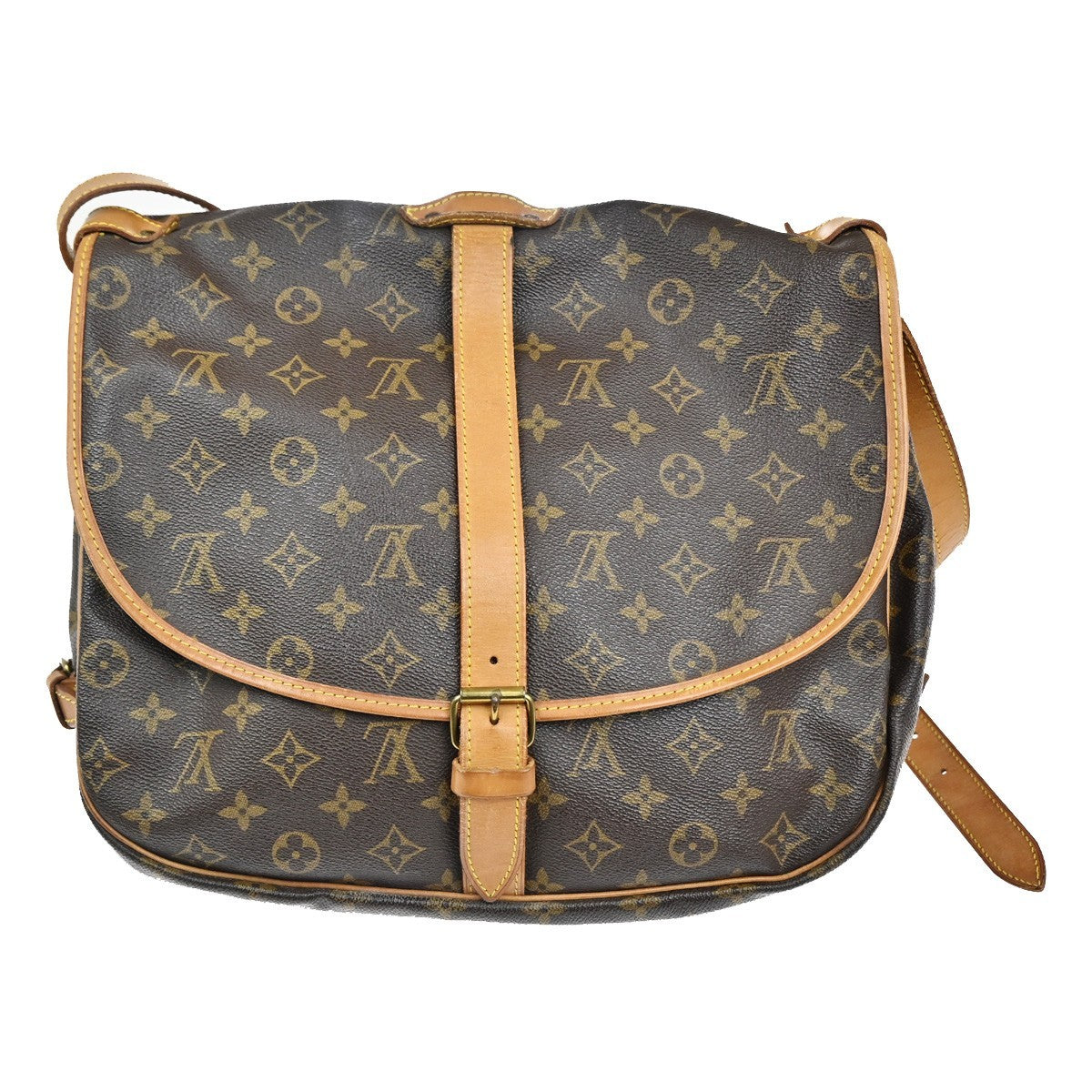 Louis Vuitton Saumur Handbag Monogram Canvas, BROWN, CANVAS, Shoulder bag