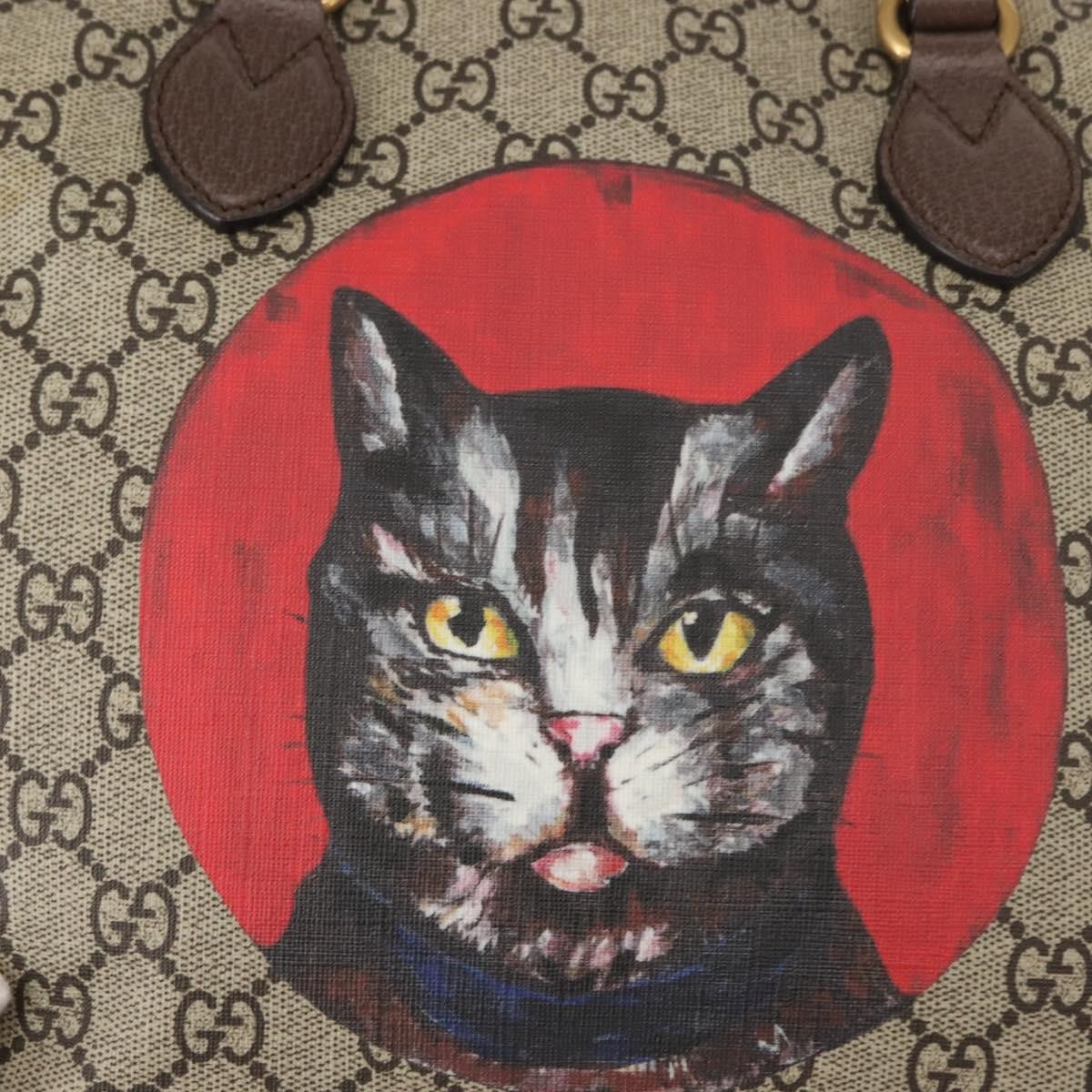 Gucci Convertible Soft Tote Mystic Cat Print GG Coated Canvas, BEIGE, CANVAS, Tote bag