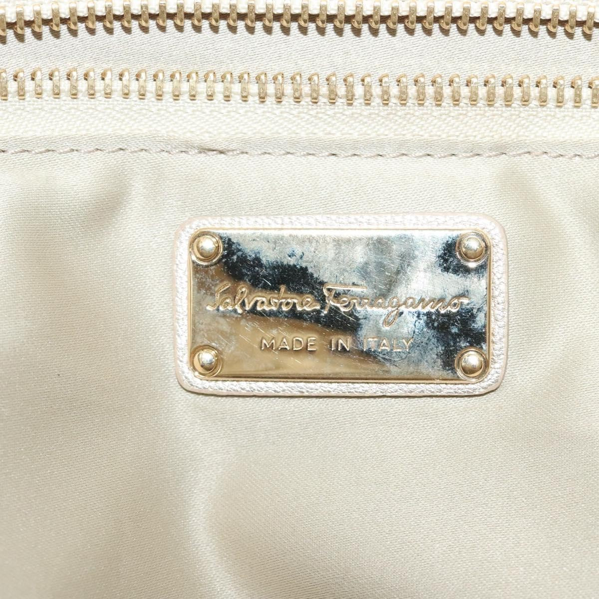 Salvatore Ferragamo Vintage Zip Tote Leather, GOLD, LEATHER, Tote bag