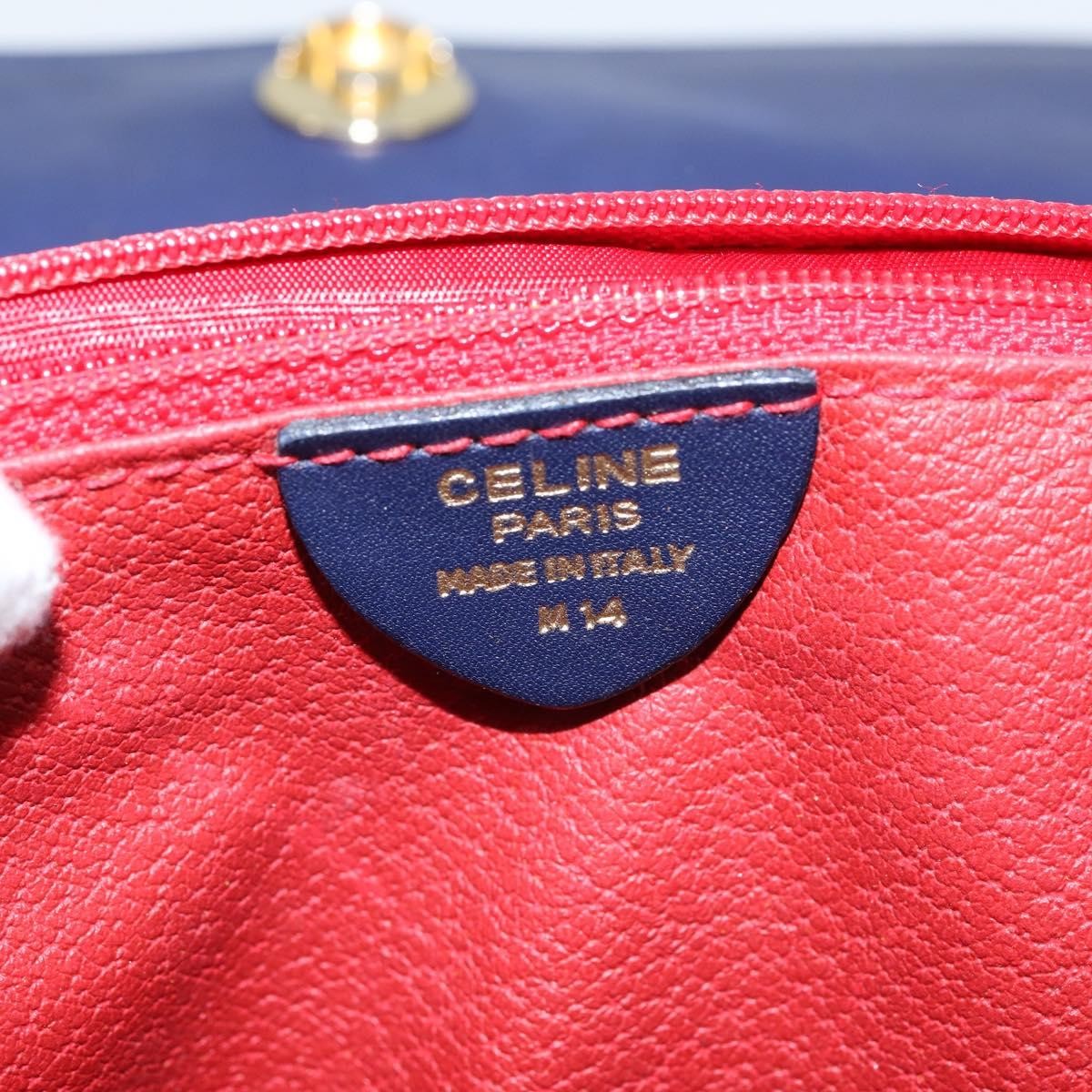 Celine Circle Logo Handbag Leather, BLUE, LEATHER, Handbag