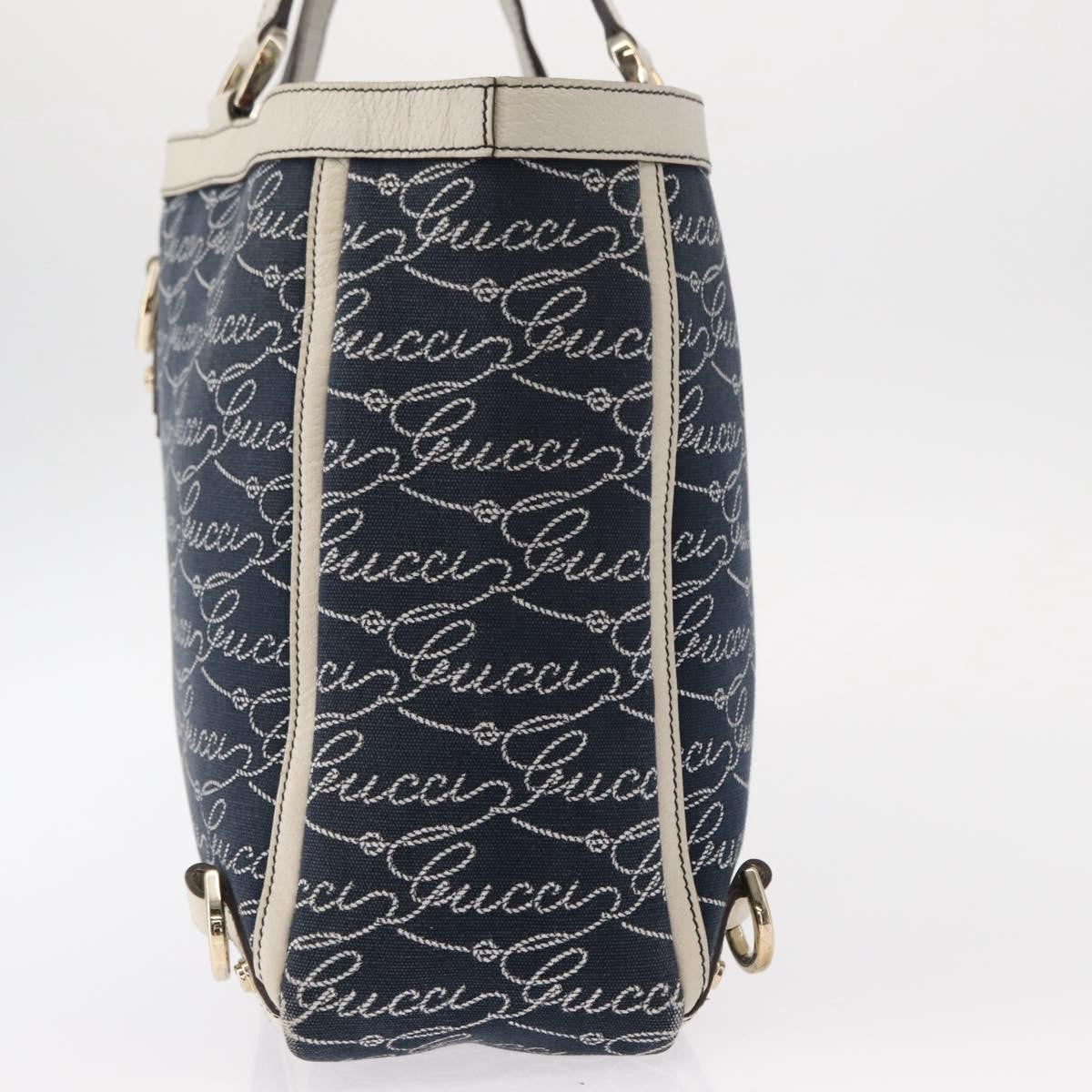 Gucci Abbey Tote GG Canvas with Leather, NAVY, CANVAS, Tote bag