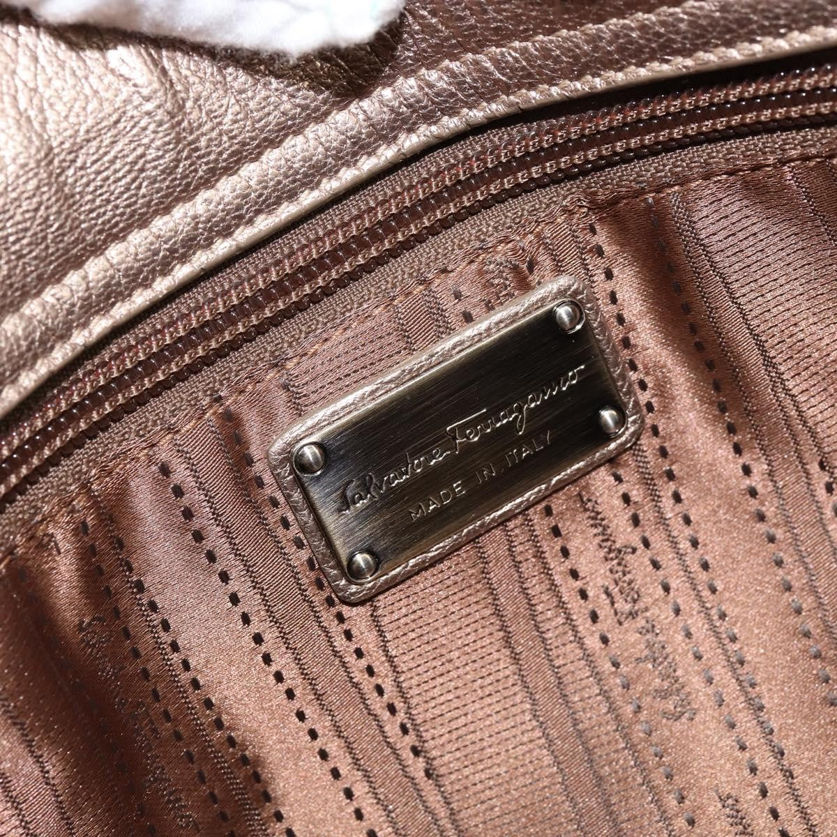 Salvatore Ferragamo Gancini Tote Leather, GOLD, LEATHER, Tote bag