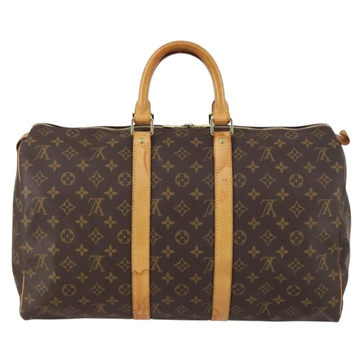 Louis Vuitton Keepall Bag Monogram Canvas, BROWN, CANVAS, Travel bag