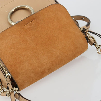 Chloe Faye Backpack Suede with Applique, Beige, Leather, Backpack