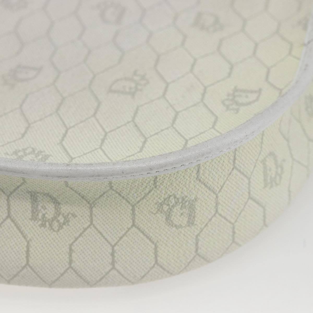 Christian Dior Vintage Honeycomb Flap Crossbody Bag Coated Canvas, WHITE, CANVAS, Shoulder bag