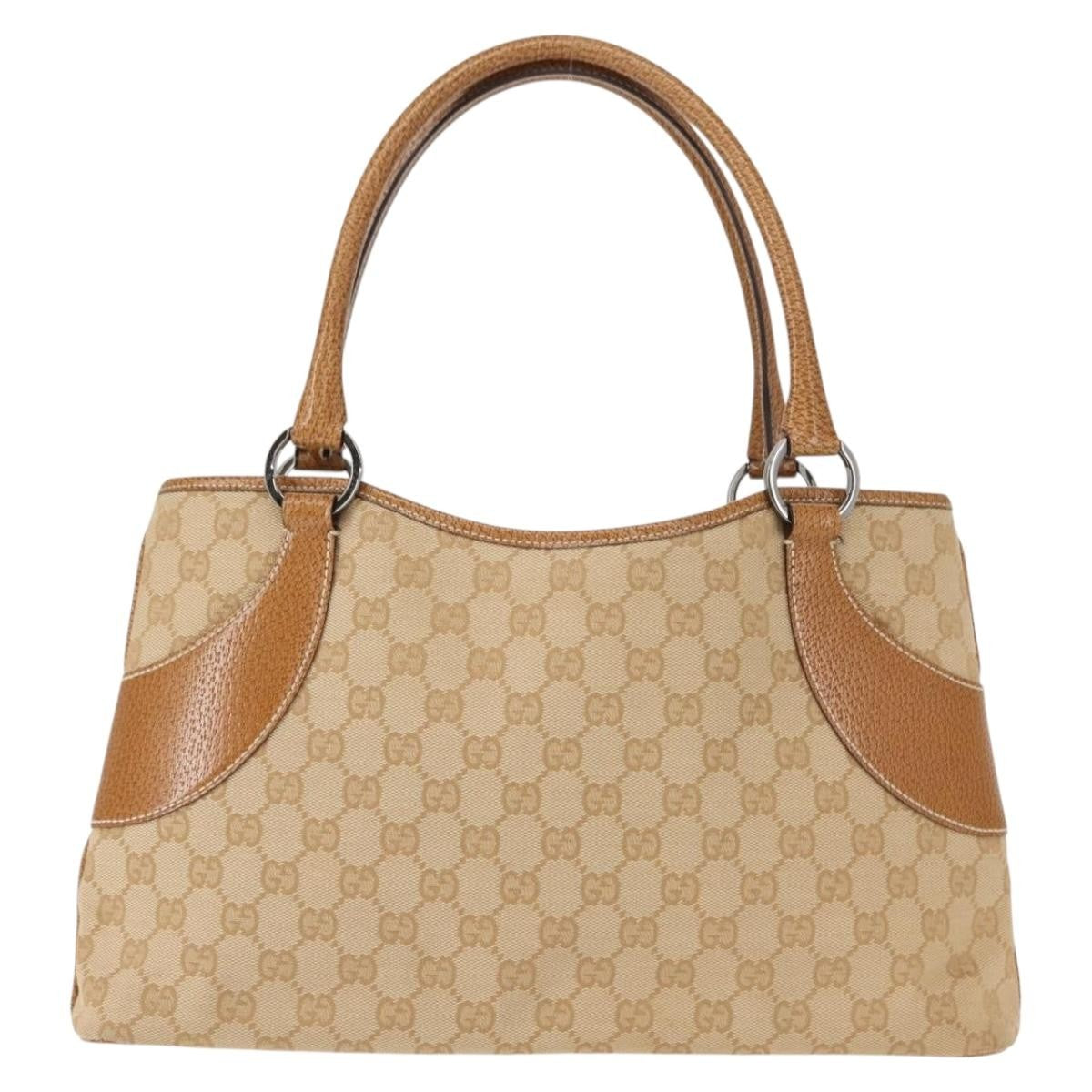 Gucci Vintage Ring Tote GG Canvas with Leather, BEIGE, CANVAS, Tote bag