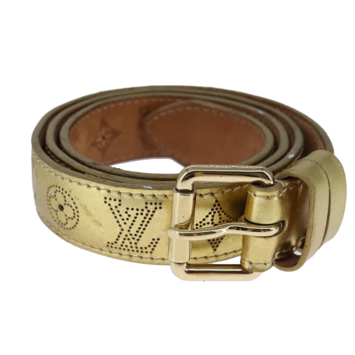 Louis Vuitton Buckle Belt Mahina Leather, GOLD, LEATHER, Belts