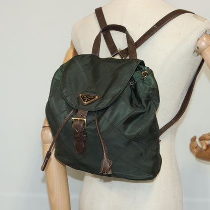 Prada Buckle Backpack Quilted Tessuto, GREEN, NYLON, Backpack