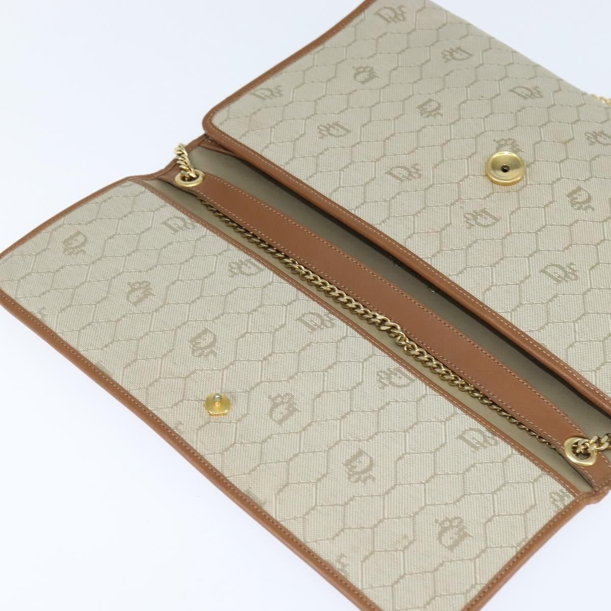 Christian Dior Vintage Honeycomb chain Canvas, BEIGE, CANVAS, Shoulder bag