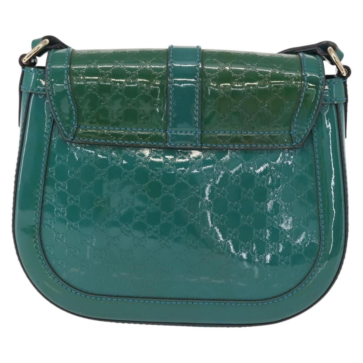 Gucci Vintage Flap Shoulder Bag Patent Leather, TURQUOISE, PATENT_LEATHER, Shoulder bag