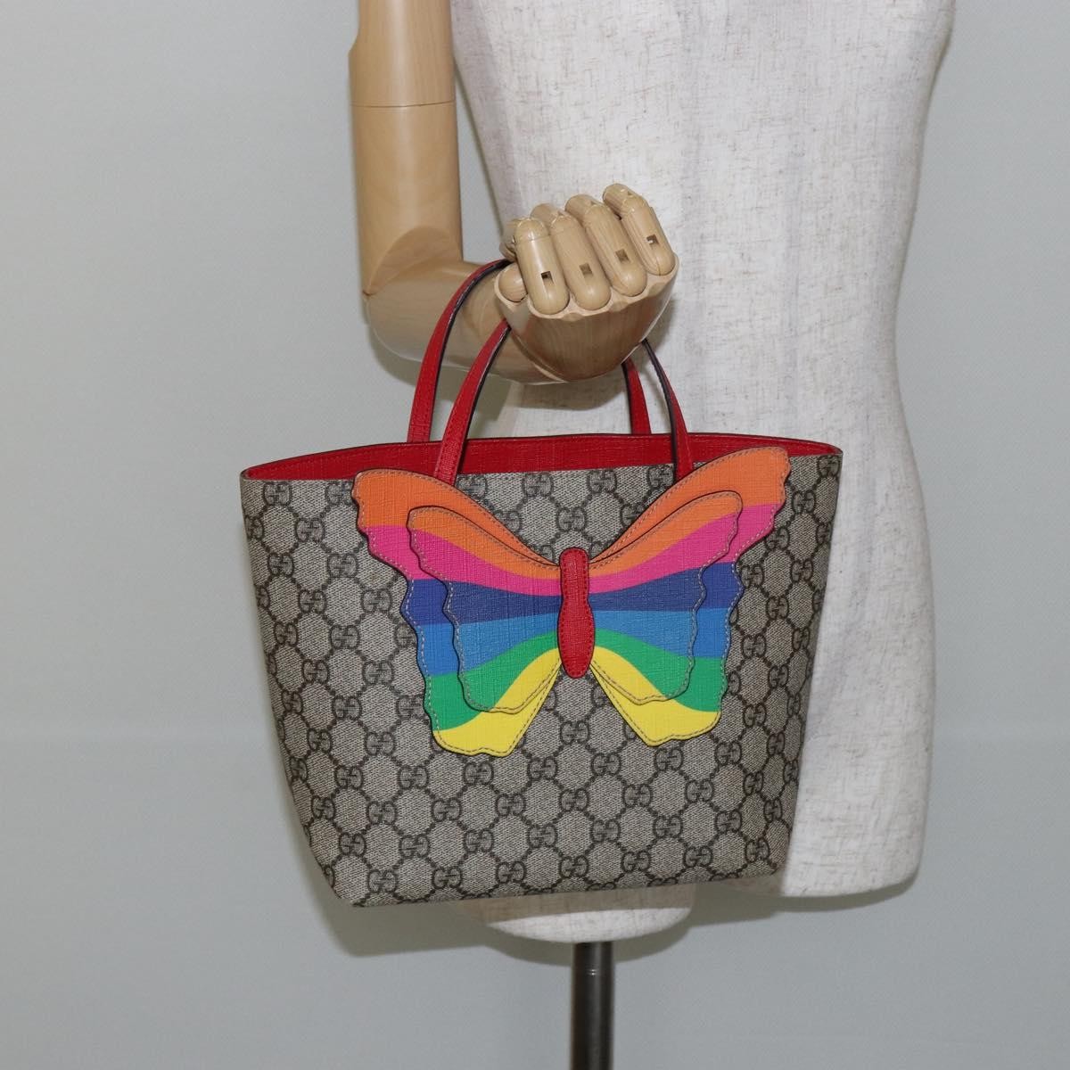 Gucci Children's tote with rainbow butterfly Canvas, BEIGE, PVC, Tote bag